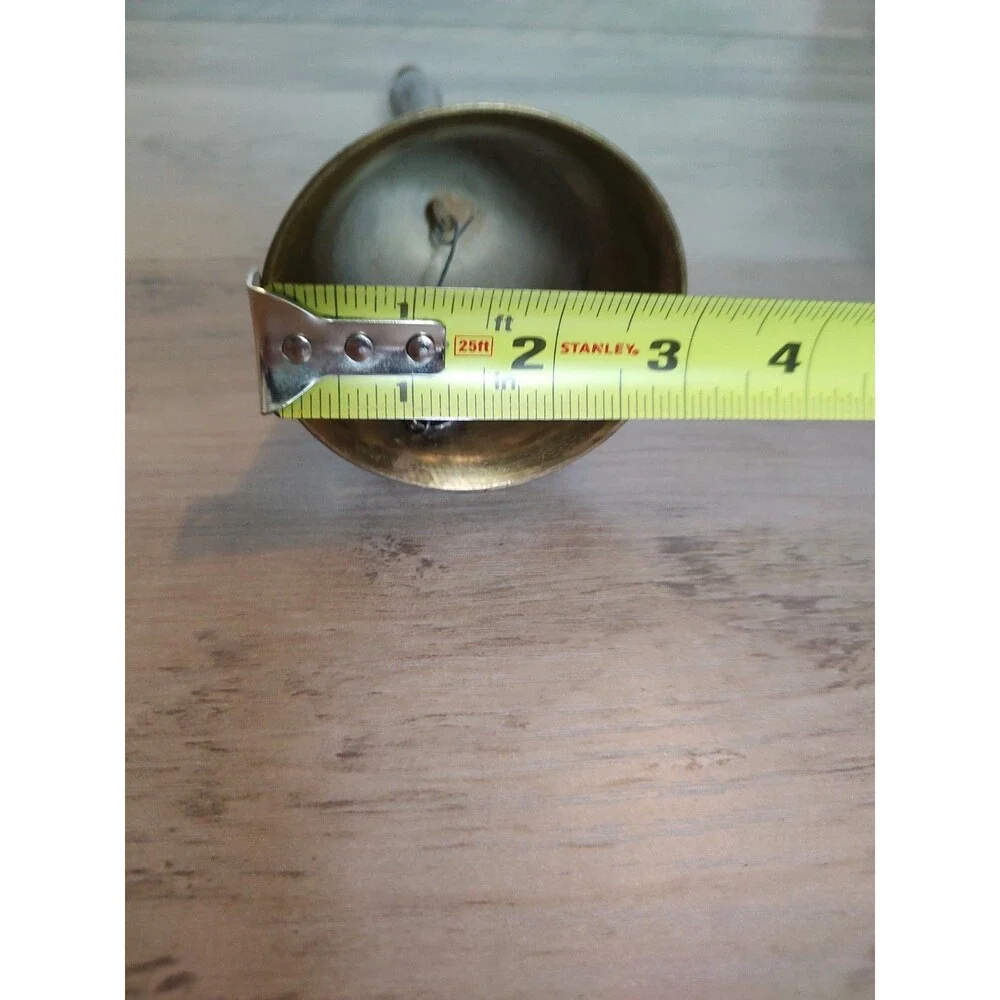 Brass Hand Bell w/ Handle & Clapper, 7.5 in Tall